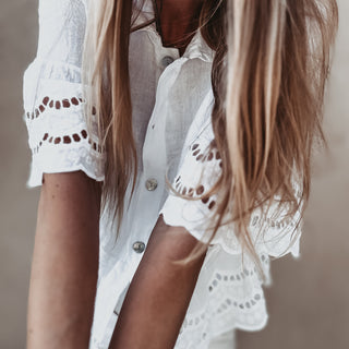 Lola White linen shirt with cotton lace *NEW*