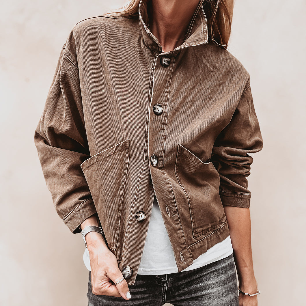 Taupe denim jacket *NEW*