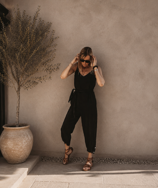 Luisa BLACK linen jumpsuit