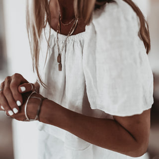 White tiered ruffle linen top *NEW*