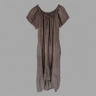 Lottie linen off shoulder taupe dress *NEW*