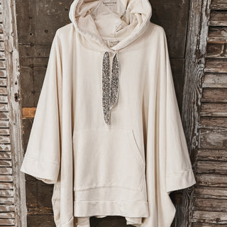 CREAM super slouchy relaxed hoody with printed ties *NEW*
