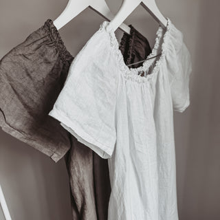 Lottie linen off shoulder taupe dress *NEW*