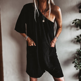 Black off shoulder beach playsuit *NEW*