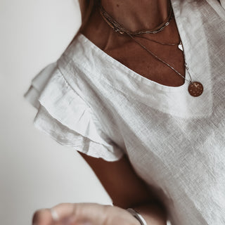 White Santiago frills linen tee *NEW*