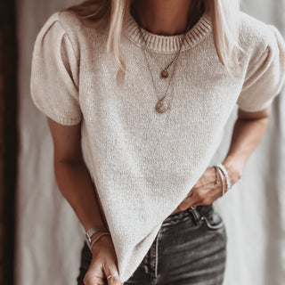 Vintage white Liliana knit with puff sleeves *NEW*