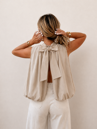 Bella cream blouse with bow on back *NEW*