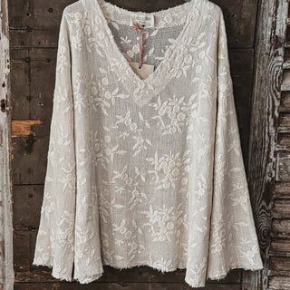 WHITE lace flower blouse *NEW*