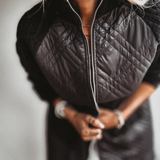 Tabitha quilted BLACK long jacket