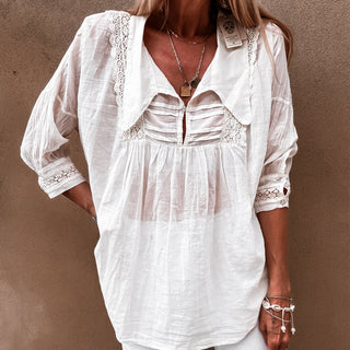 Vintage white sheer collar Blouse *NEW*