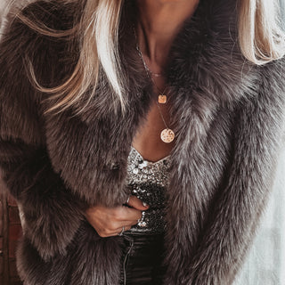 Faux fur LIGHT BROWN GREY jacket *NEW*