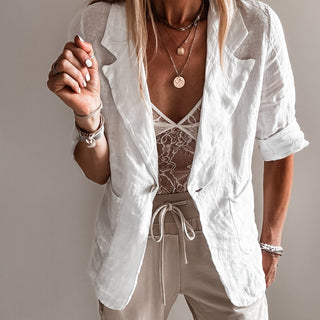 WHITE linen blouse blazer *NEW*