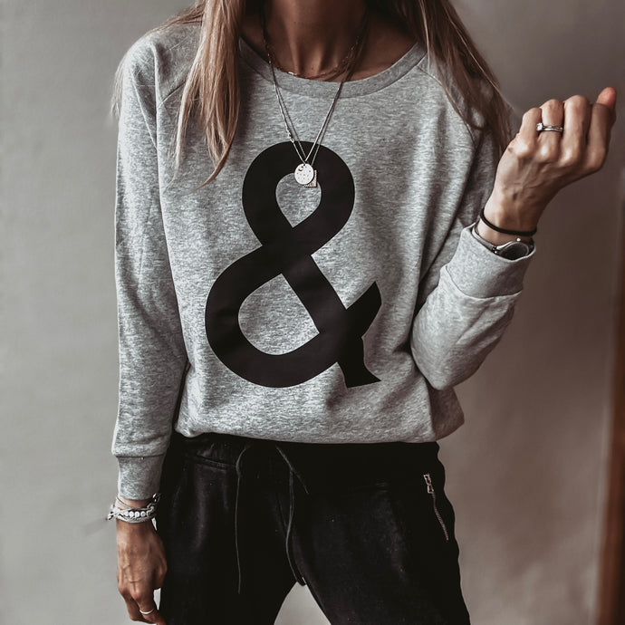 GREY Ampersand sweatshirt *relaxed style* NEW