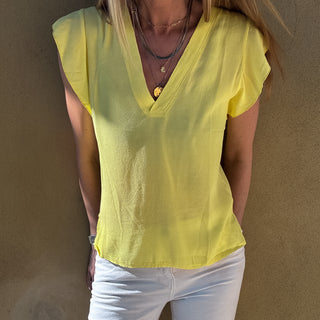 Sicilian lemon yellow ruffle sleeve tee *NEW*