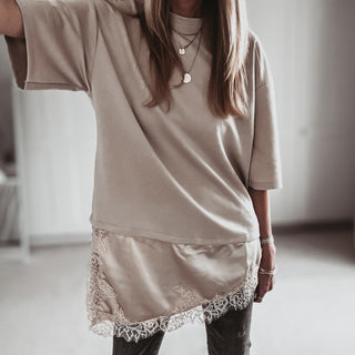 BEIGE Lara Lace asymmetric tee *NEW*