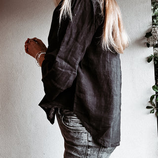 Lagos linen black blouse