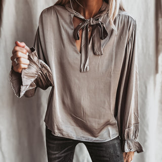 Gabe Mushroom satin bow blouse *NEW*