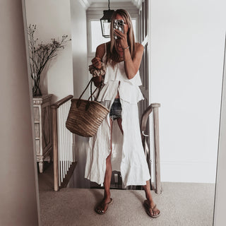 Livy long white linen top *NEW*