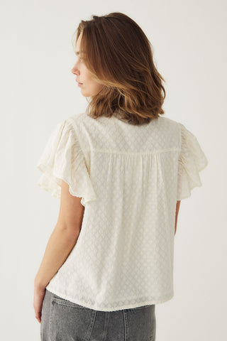 Lu smocked white linen blouse