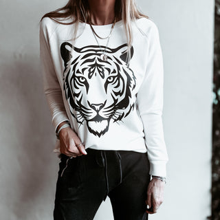 VINTAGE WHITE TIGER sweatshirt *relaxed style* NEW