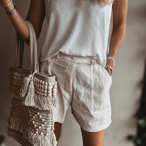 Cargo linen shorts CREAM *NEW*