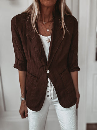 BROWN linen blouse blazer *NEW*