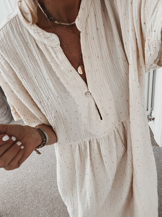 Aldina Vintage white dress with gold flecks *NEW*