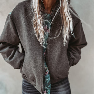 Khaki floral bomber blazer *NEW*