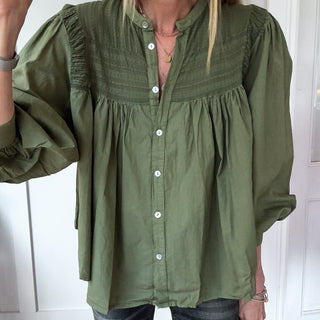 Khaki Pennie pleated blouse *NEW*