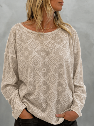 Vintage beige lace long sleeve top *NEW*