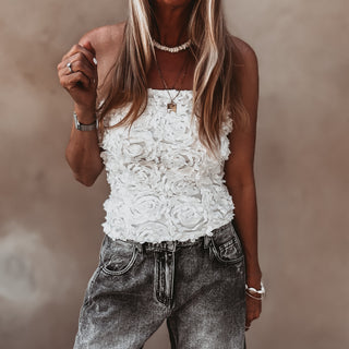 White Fi flowers bandeau top *NEW*