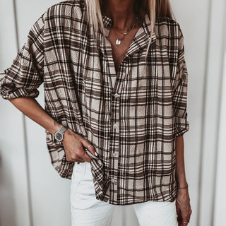 Brown Boyfriend check shirt *NEW*