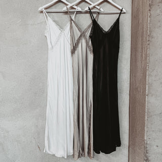 Sienna Lace Satin Slip dress SILVER CHAMPAGNE *new*