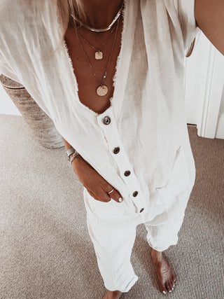 Ribera Cream linen boilersuit *NEW*