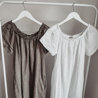 Lottie linen off shoulder white dress *NEW*