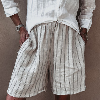 Slouchy pinstripe linen shorts SAND *NEW*
