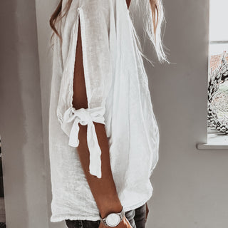 WHITE Leila linen top with bows *NEW*