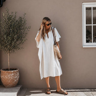Altair Subtle stripe vintage white dress *NEW*