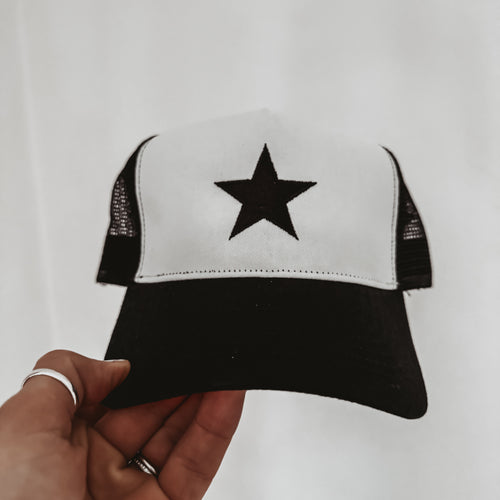 BLACK / WHITE STAR baseball cap *NEW*