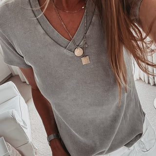 Vila V neck ribbed tee  *NEW*