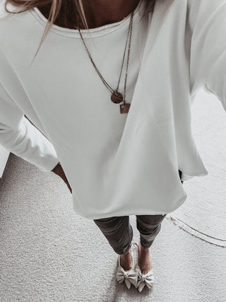 WHITE Positana super slouchy sweatshirt *NEW*