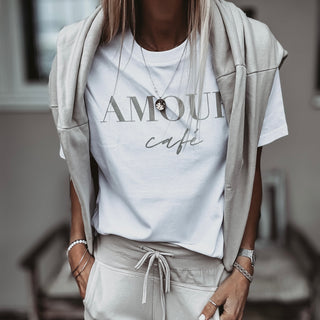 AMOUR Cafe white / sand tee *boyfriend fit* *NEW*