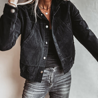 Corduroy military BLACK jacket *NEW*