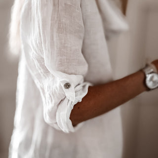 White Lili linen top with cowl neck *NEW*