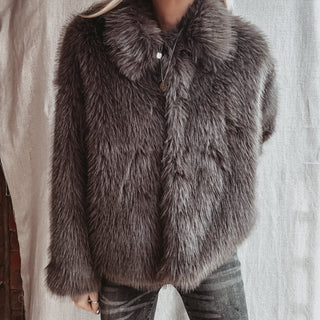 Faux fur LIGHT BROWN GREY jacket *NEW*