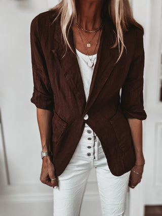 BROWN linen blouse blazer *NEW*