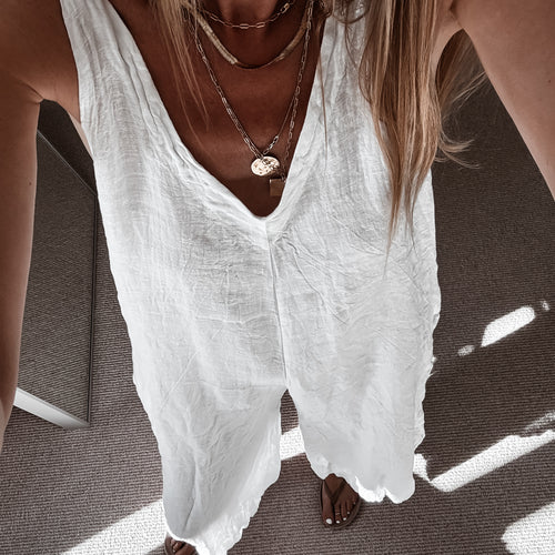 Libby white linen jumpsuit *NEW*