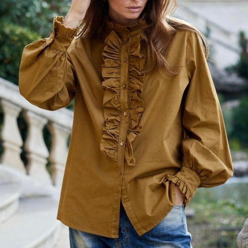 Mila TOBACCO ruffle Blouse *NEW*
