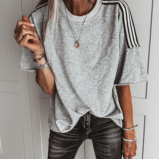 Grey short sleeved sweatshirt with stripes *NEW*