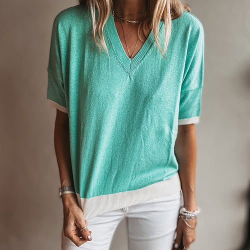 Turquoise V neck